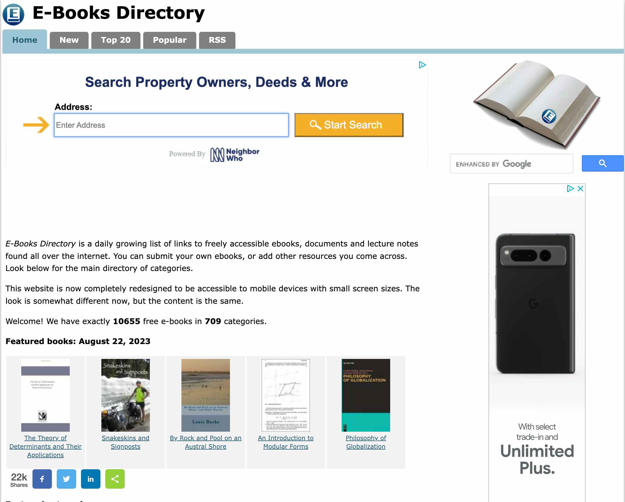 E-books Directory website