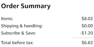 an amazon order summary ending in $6.82