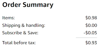 an amazon order summary ending in $0.93