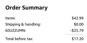 A screenshot of the total