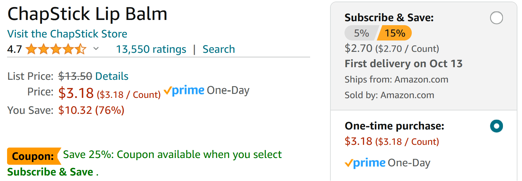 an amazon price screenshot
