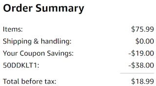 an amazon order summary ending in $18.99