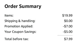 A screenshot of the total