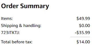 an amazon order summary ending in $14