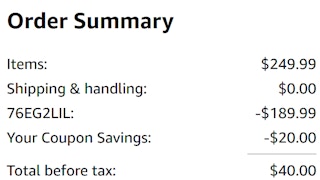 an amazon order summary