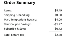 A screenshot of the total