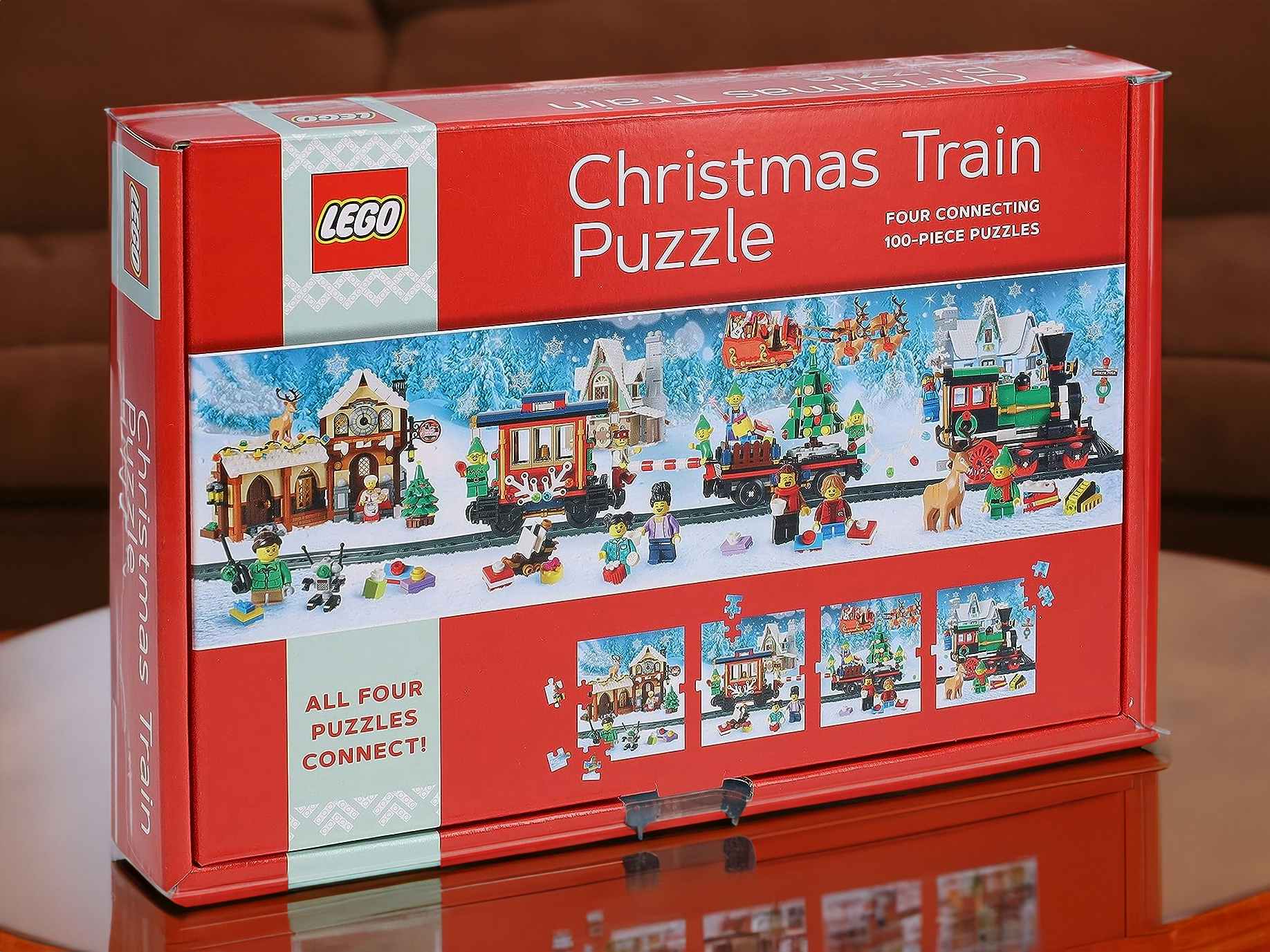 a Lego Christmas Train Puzzle set