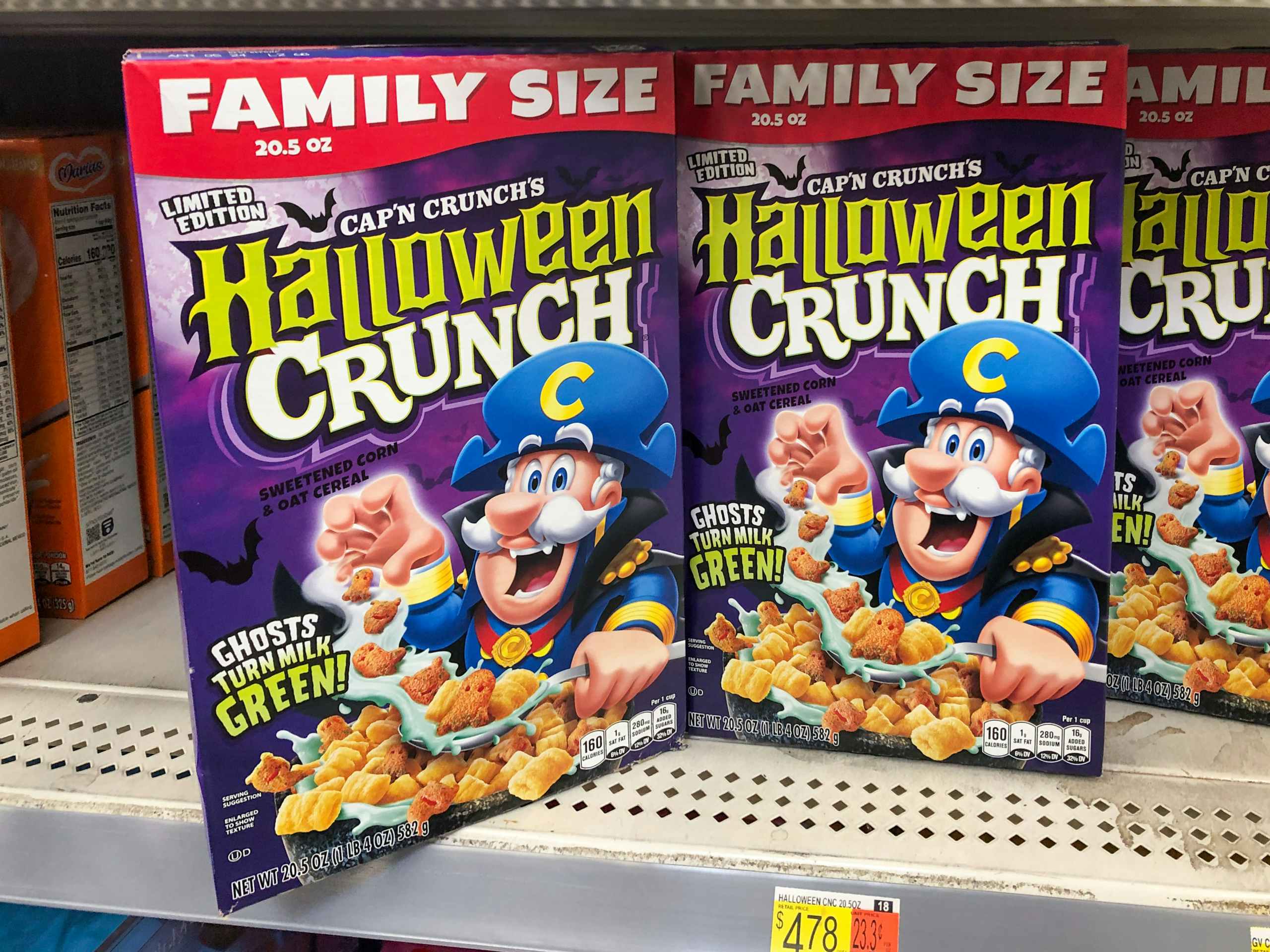 Cereal on store shelf