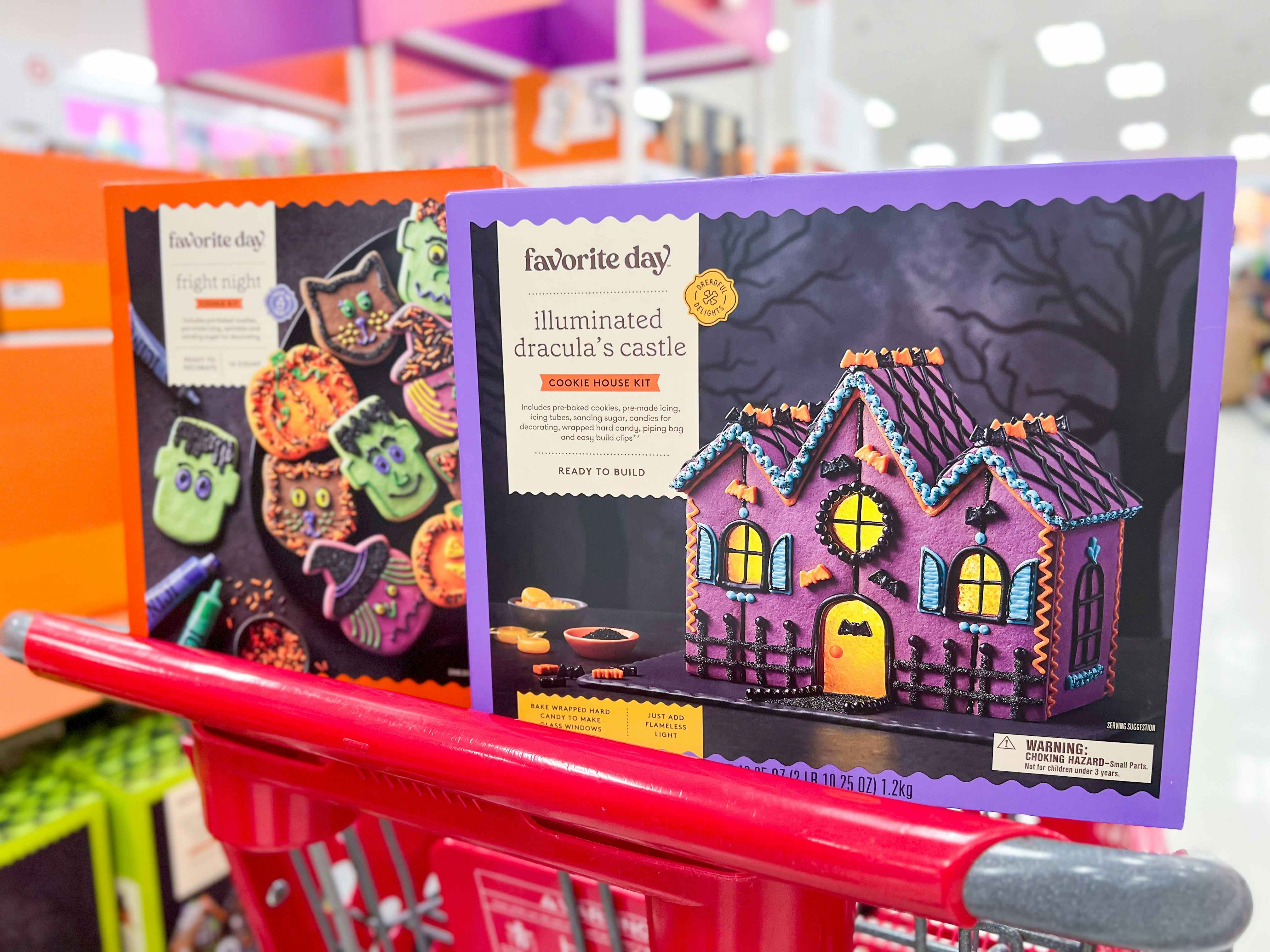 favorite day halloween cookie kits in a target shopping cart