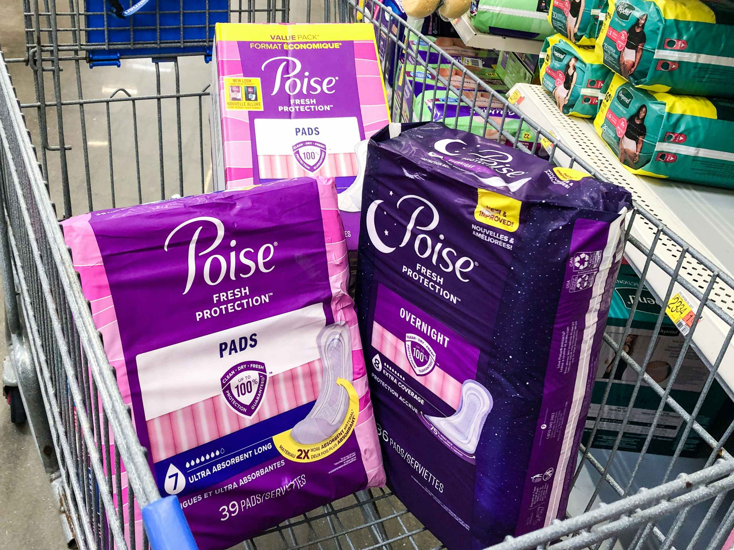 Poise pads in cart