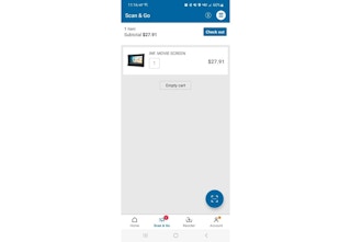 sams club scan & go screenshot of a projector screen for $27.91
