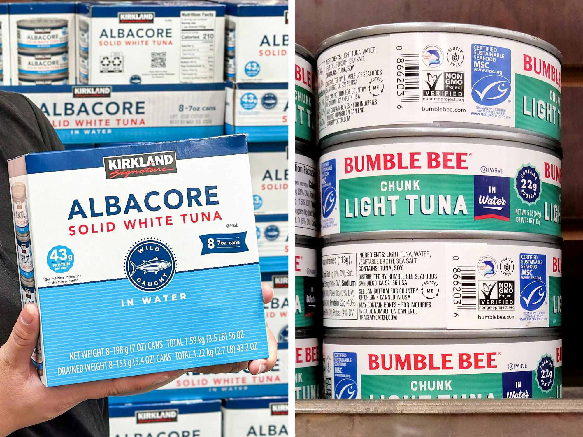 costco's kirkland vs bumblebee brand canned tuna price comparison