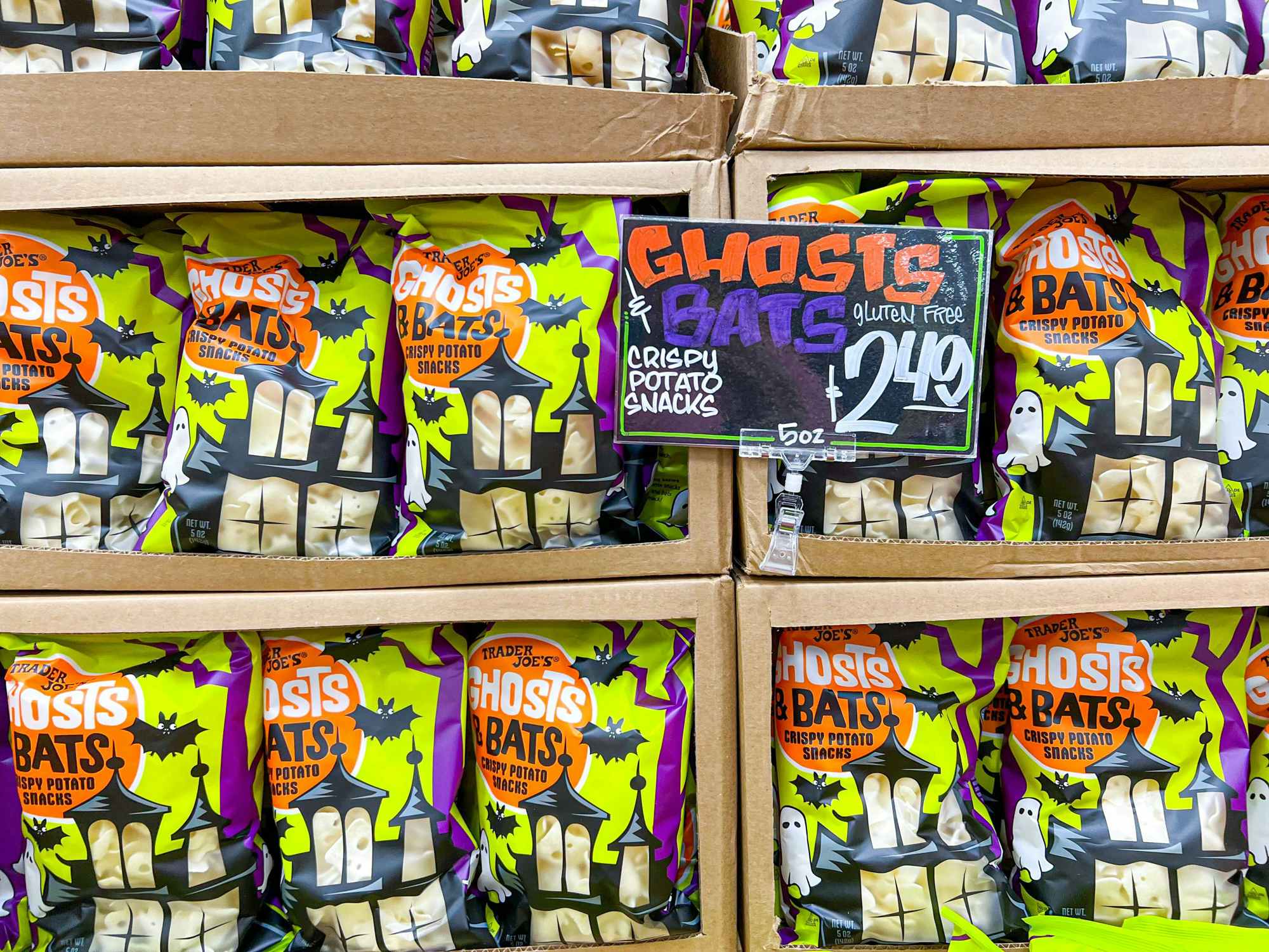 ghost and bats potato snacks at Trader Joe's