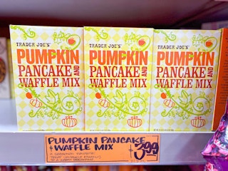pumpkin pancakes waffle mix at Trader Joe's