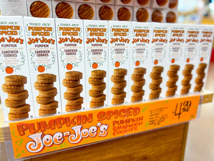 pumpkin spiced joe-joes cookies at Trader Joe's