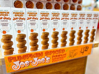 pumpkin spiced joe-joes cookies at Trader Joe's
