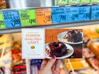 pumpkin sticky toffee cakes at Trader Joe's