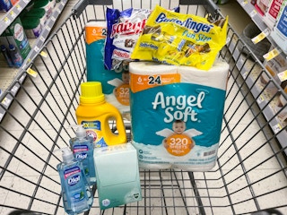 shopping cart with walgreens shopping haul