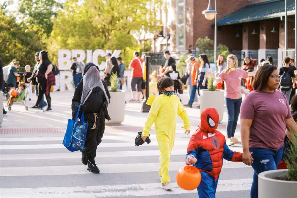 Groups of people dressed in Halloween Costumes 