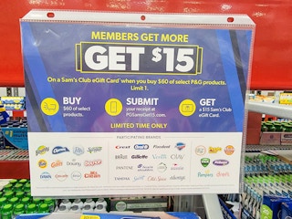 sign for p&g rebate at sams club