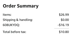 A screenshot of the total