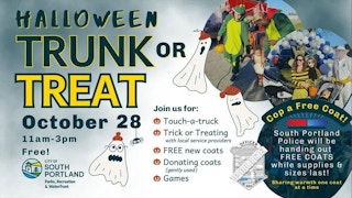 the banner for the Halloween Trunk or Treat event in Maine
