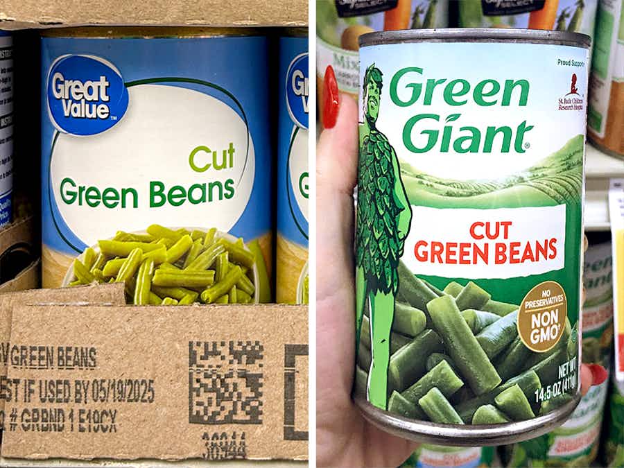 walmart's great value brand vs green giant canned green beans price comparison