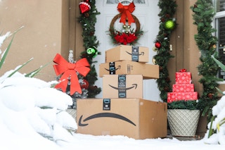 amazon boxes in the snow