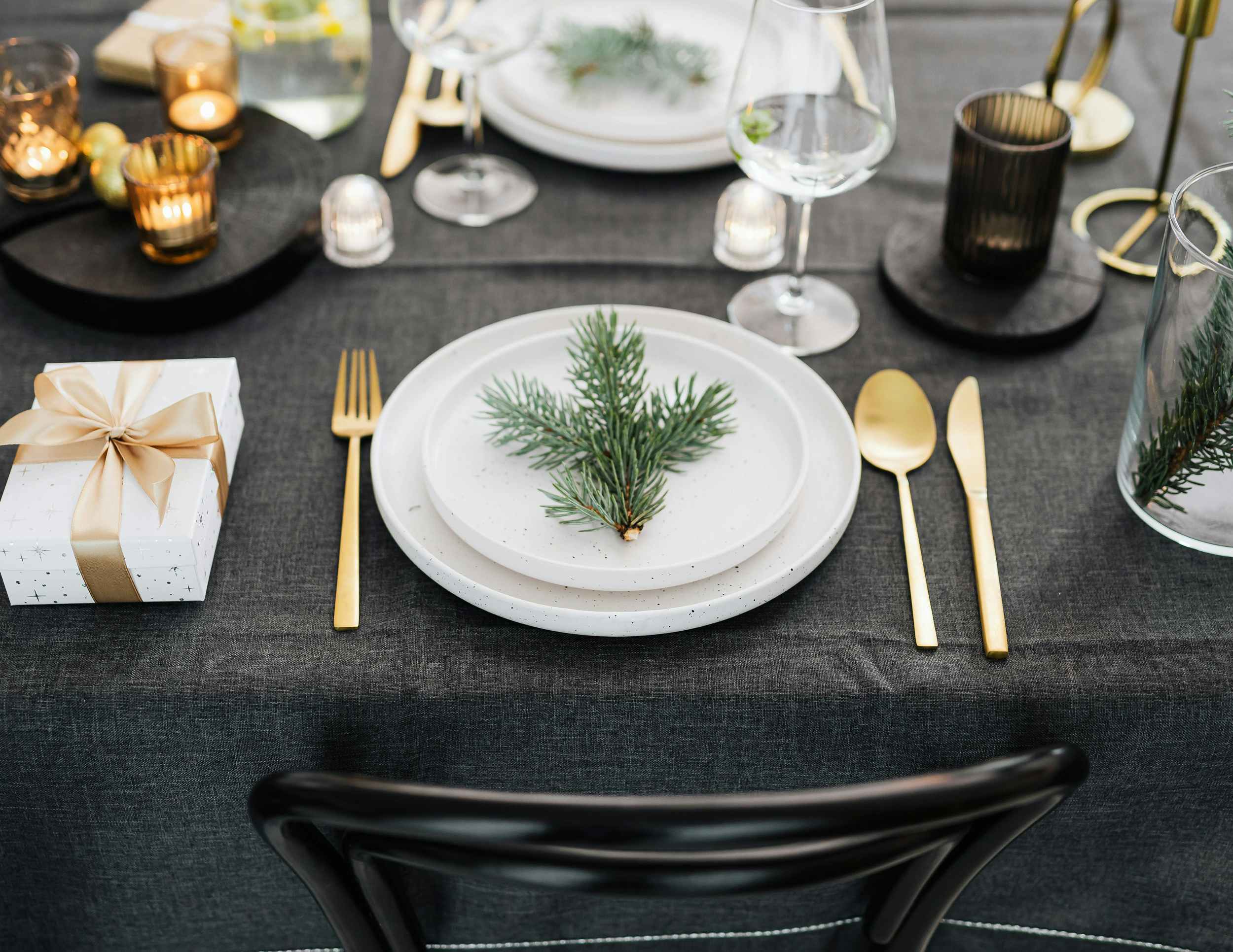 a holiday table setting 