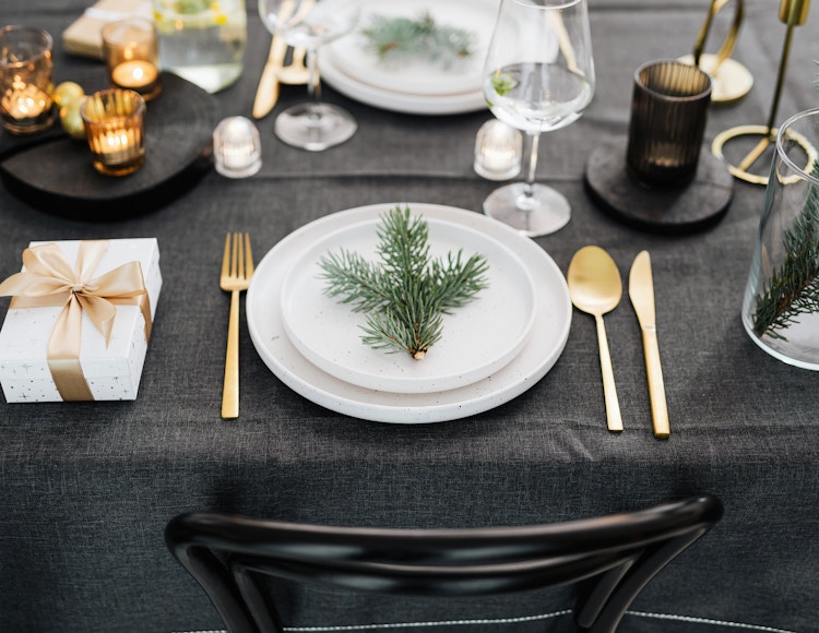a holiday table setting 