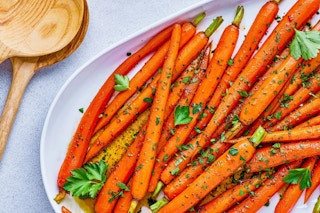 cooked carrots on a platter