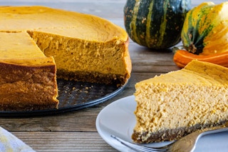 pumpkin cheesecake on a plate 