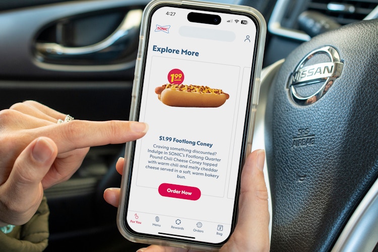 someone looking at an offer in the sonic app